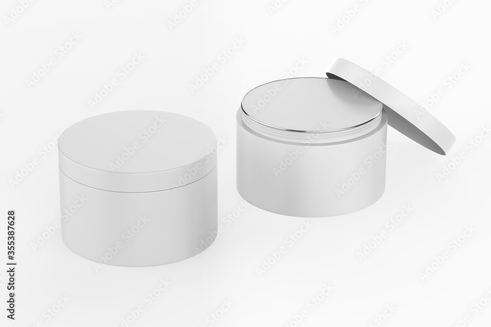 Realistic cosmetic jar mock up isolated on white background. 3d illustrated Realistic cosmetic jar mock up isolated on white background. 3d illustrated