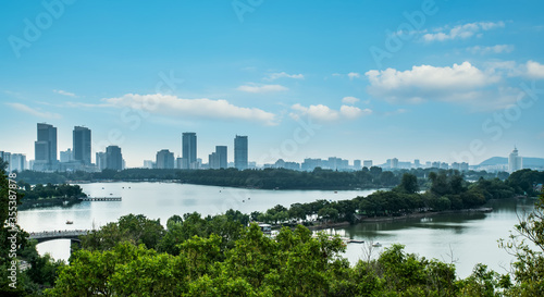 Nanjing urban landscape and Xuanwu Lake Park