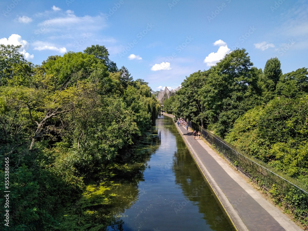 London Zoo pathway on river bank