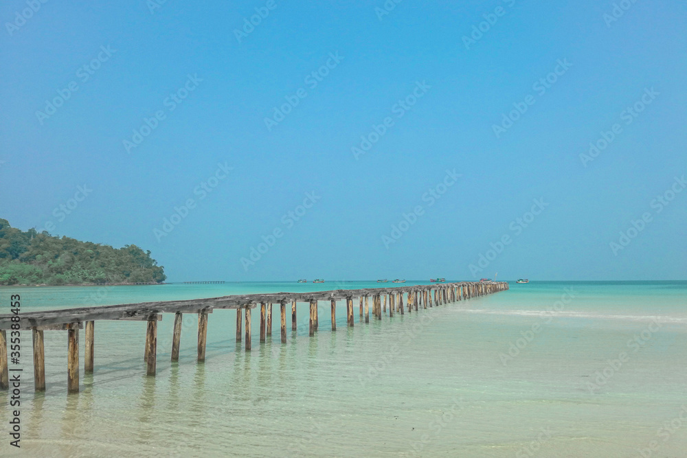 blue sky and blue ocean in Koh Rong island