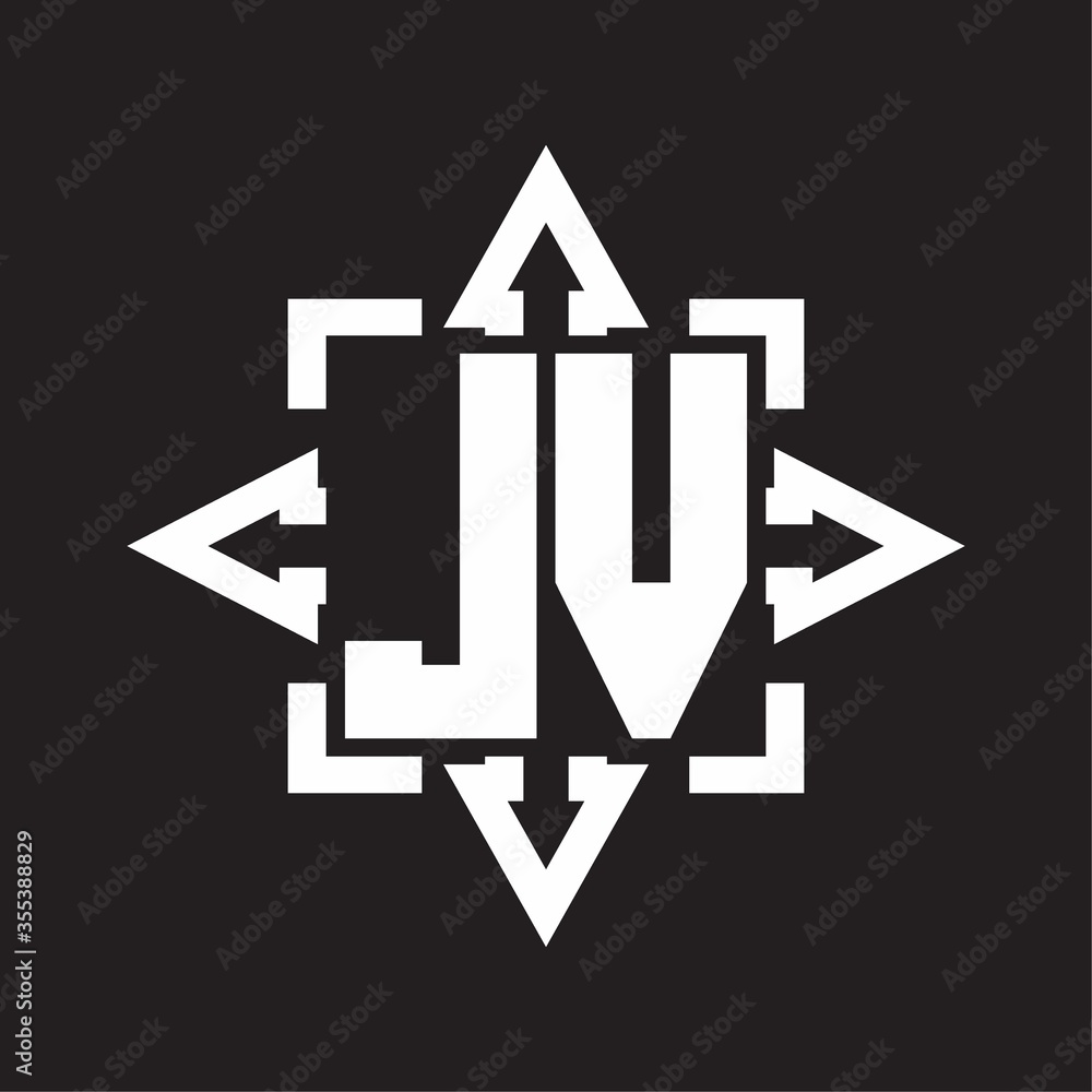 JV Logo monogram with rounded arrows shape design template JV Logo monogram with rounded arrows shape design template