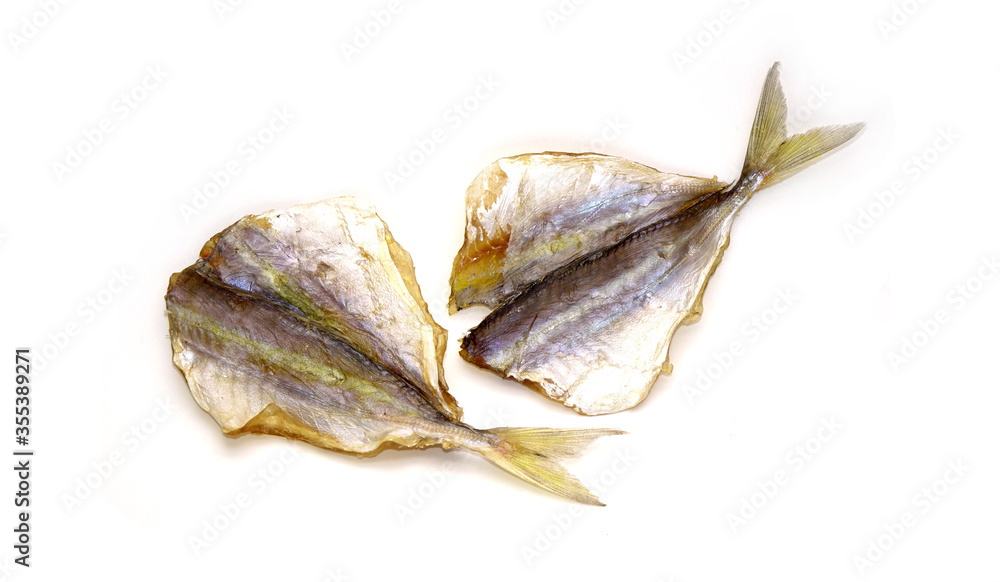 Sun dried marine fish isolated on white background Sun dried marine fish isolated on white background