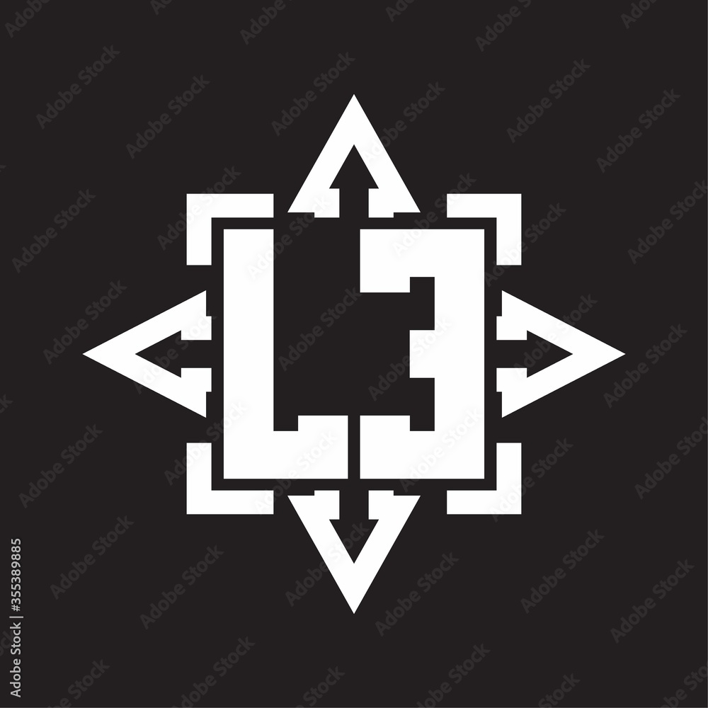 LE Logo monogram with rounded arrows shape design template LE Logo monogram with rounded arrows shape design template