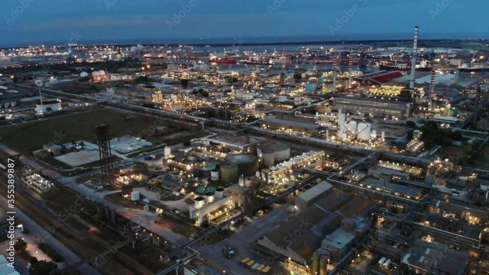 Aerial view of a seaport and oil refinery located in Italy. Aerial view of a seaport and oil refinery located in Italy.