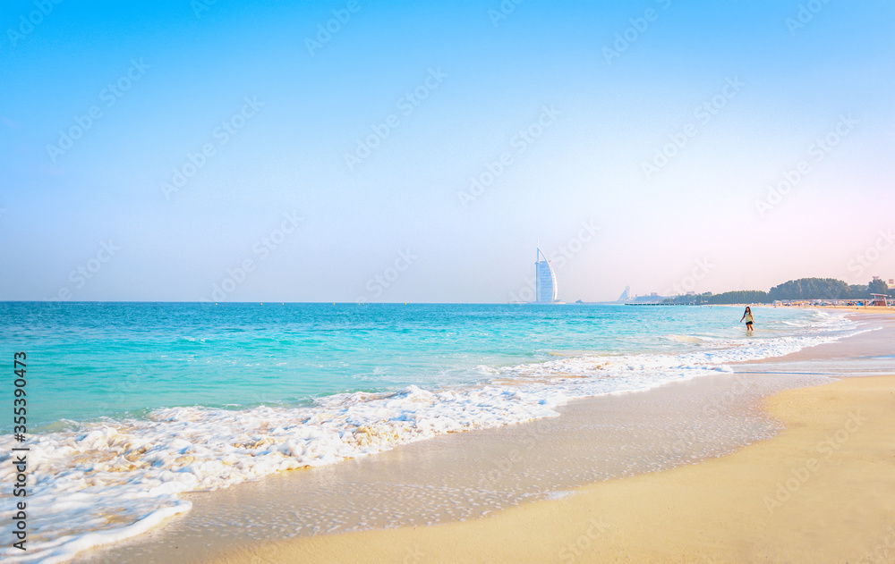 Beautiful landscape of Al Sufouh Beach, one of Dubai's hidden gems, also known as “Secret Beach Beautiful landscape of Al Sufouh Beach, one of Dubai's hidden gems, also known as “Secret Beach
