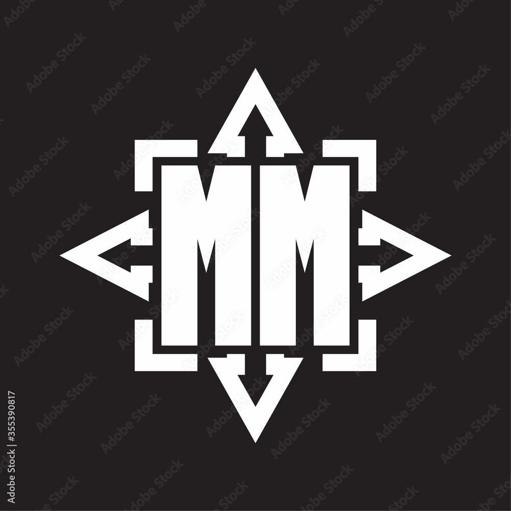 MM Logo monogram with rounded arrows shape design template MM Logo monogram with rounded arrows shape design template