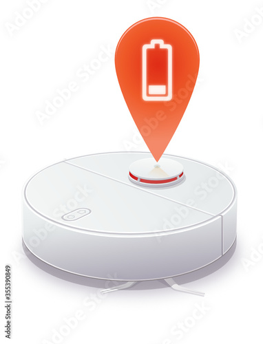 Robot aspirateur et charge presque vide (reflet)