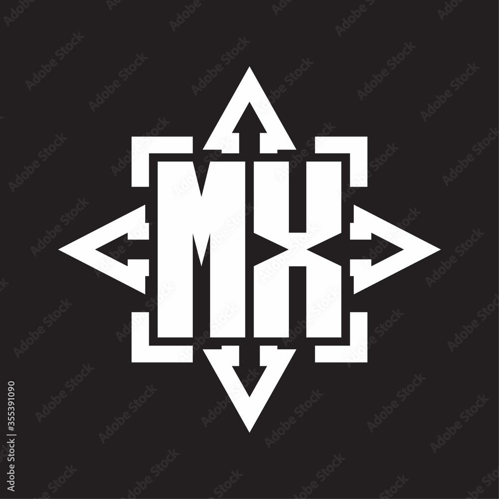 MX Logo monogram with rounded arrows shape design template MX Logo monogram with rounded arrows shape design template