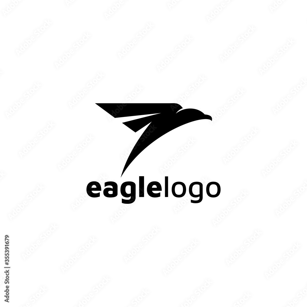 Fototapeta premium Eagle logo design vector template negative space. creative wild bird falcon hawk logotype concept icon