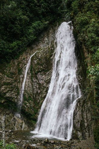 pure water source, waterfall in the middle of the jungle