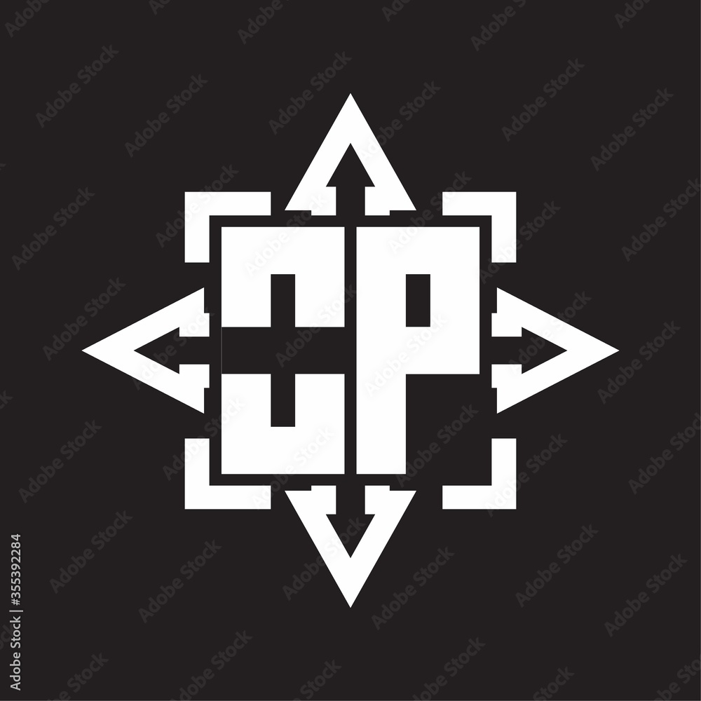 OP Logo monogram with rounded arrows shape design template OP Logo monogram with rounded arrows shape design template