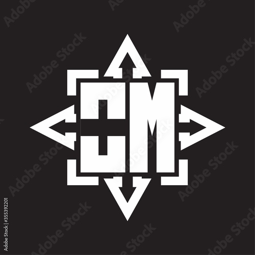 OM Logo monogram with rounded arrows shape design template