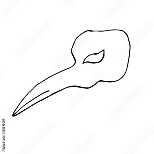 Single Venetian carnival mask. The mask of the plague doctor.  Mardi Gras festival, masquerade. Isolated on a white background. For a design element.