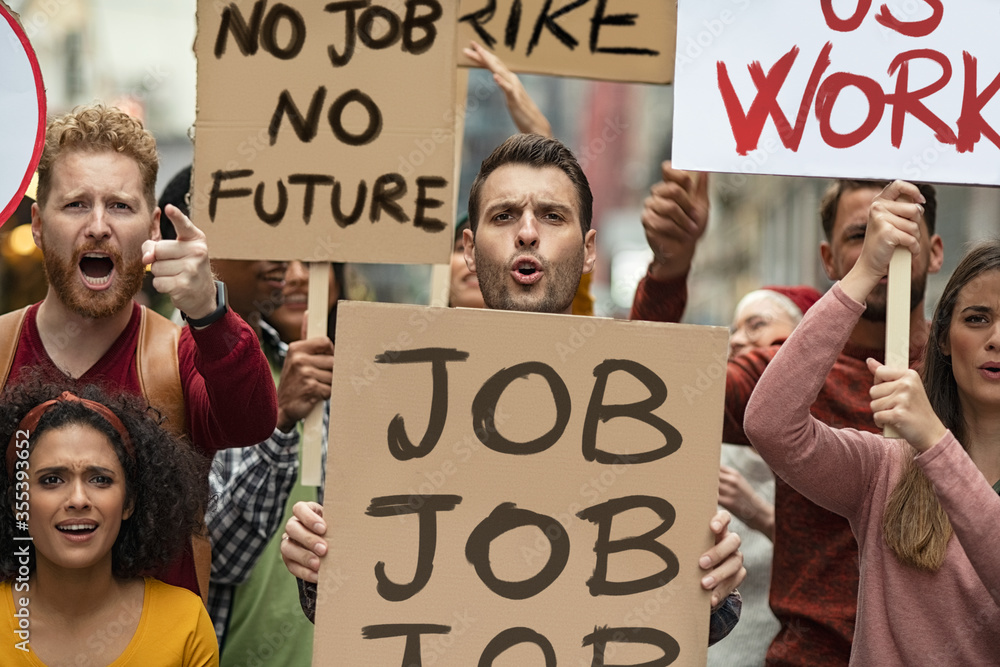 Unemployment strike and protest - obrazy, fototapety, plakaty 