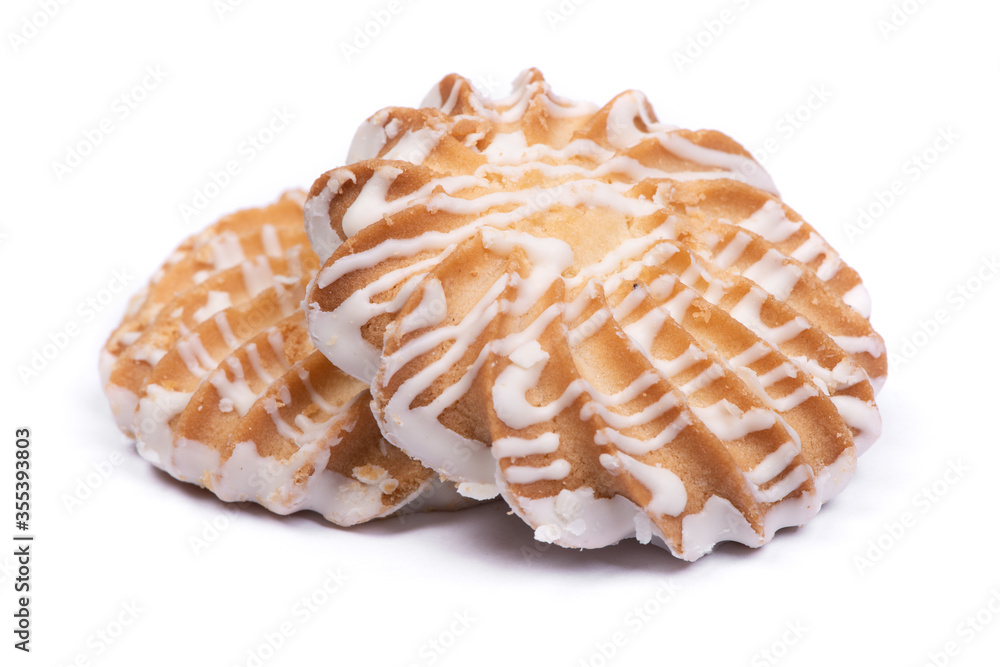 Group of cookies drizzled with white chocolate