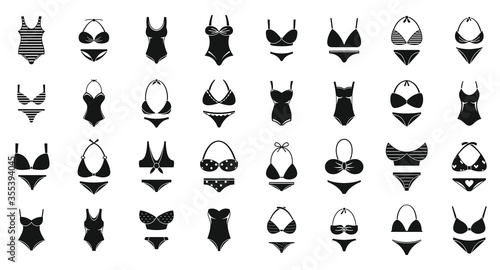 Swimsuit beach icons set. Simple set of swimsuit beach vector icons for web design on white background