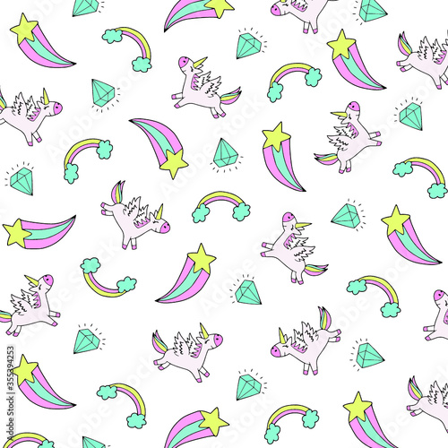 Cute unicorn pattern. Vector illustration
