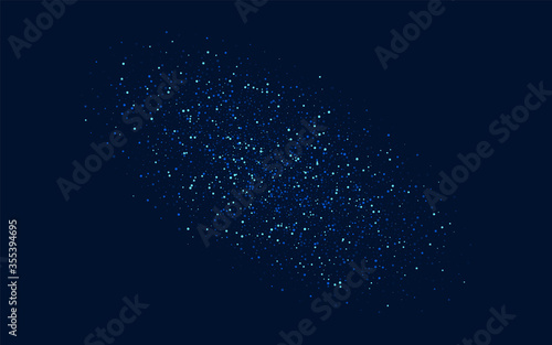 Silver Festive Graphic Starry Banner. Blue Xmas 