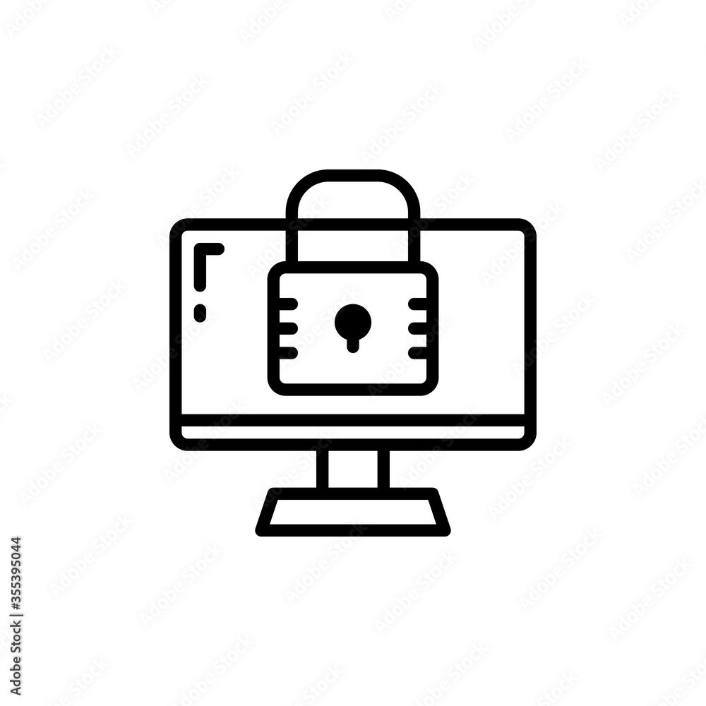 computer security line icon computer security line icon