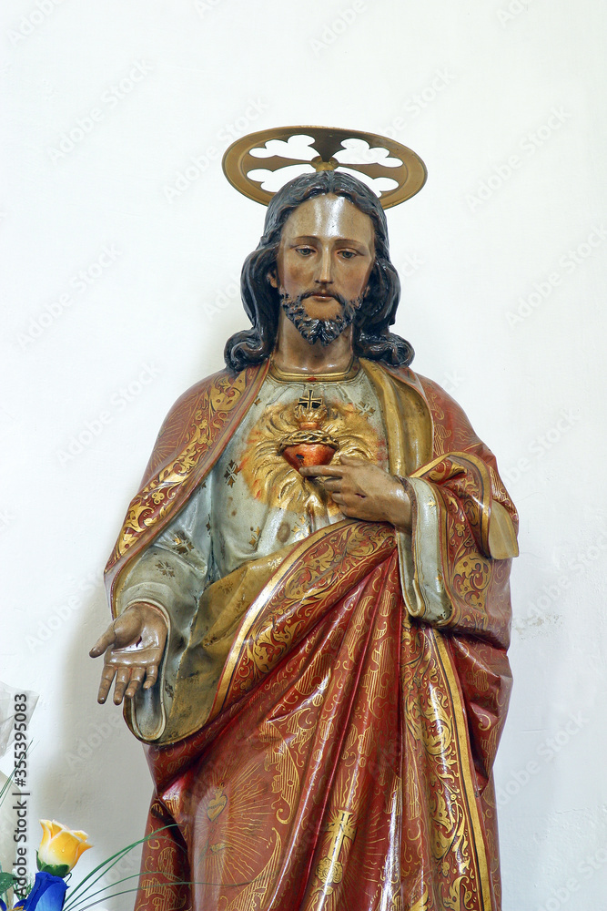 Sacred Heart of Jesus, a statue in the church of Saint Stephen King in Hercegovac, Croatia Sacred Heart of Jesus, a statue in the church of Saint Stephen King in Hercegovac, Croatia