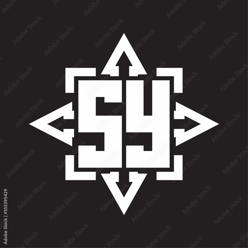 SY Logo monogram with rounded arrows shape design template SY Logo monogram with rounded arrows shape design template