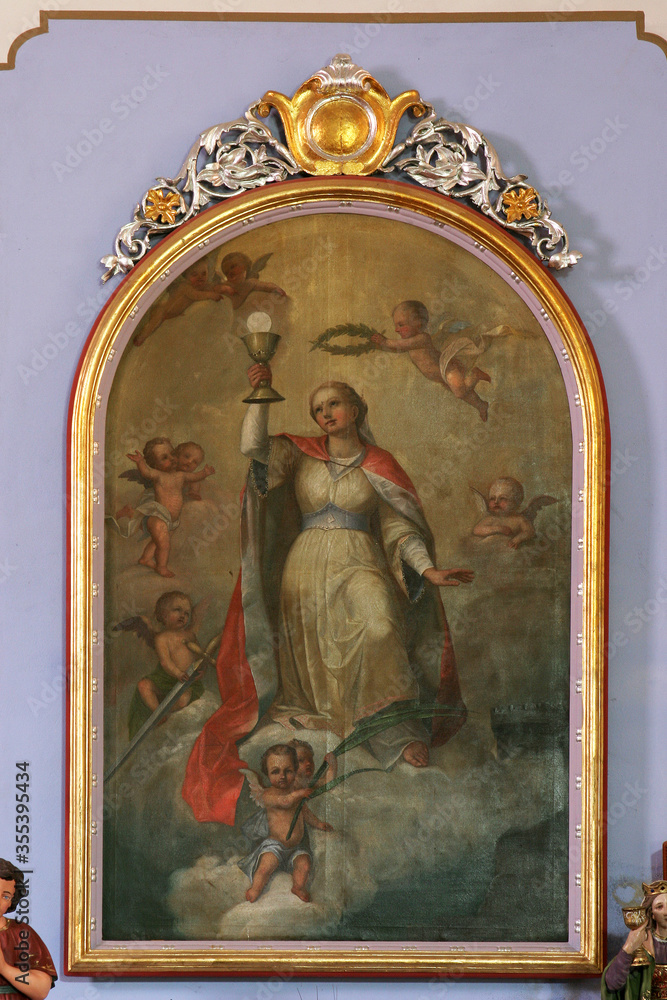 Altar of St. Barbara in the Church of the Visitation of the Virgin Mary in Cirkvena, Croatia
