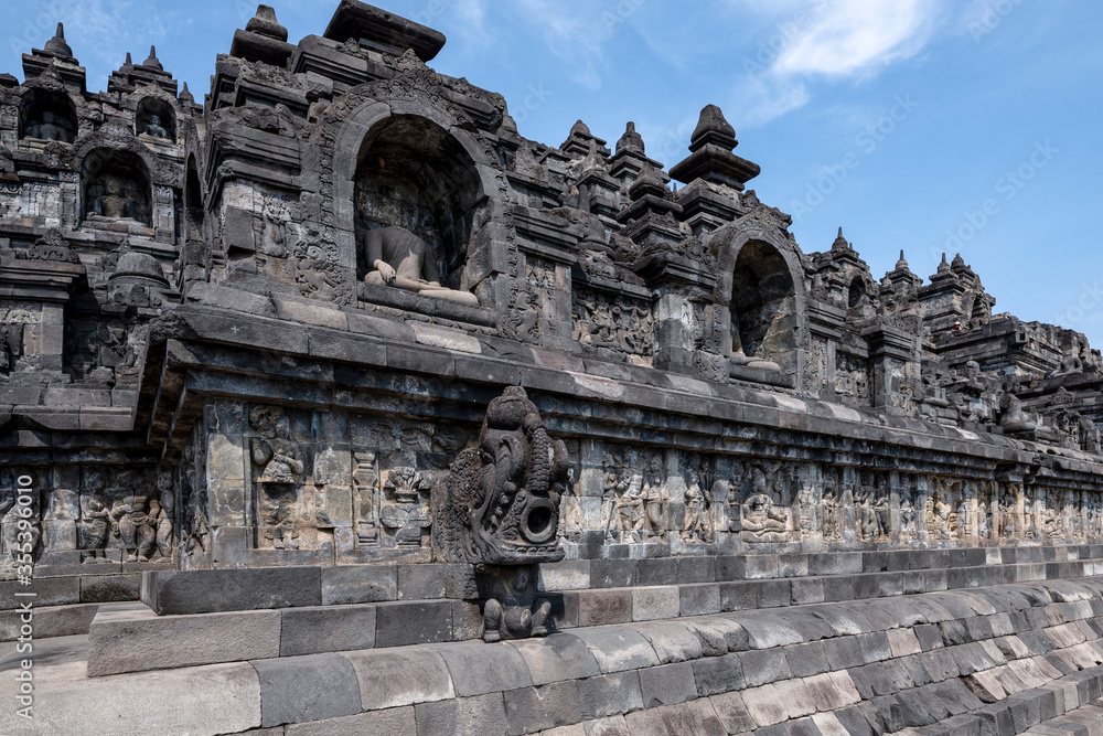 Statues and Stupas of the Borobudur Temple, West Java, Indonesia (750AD)