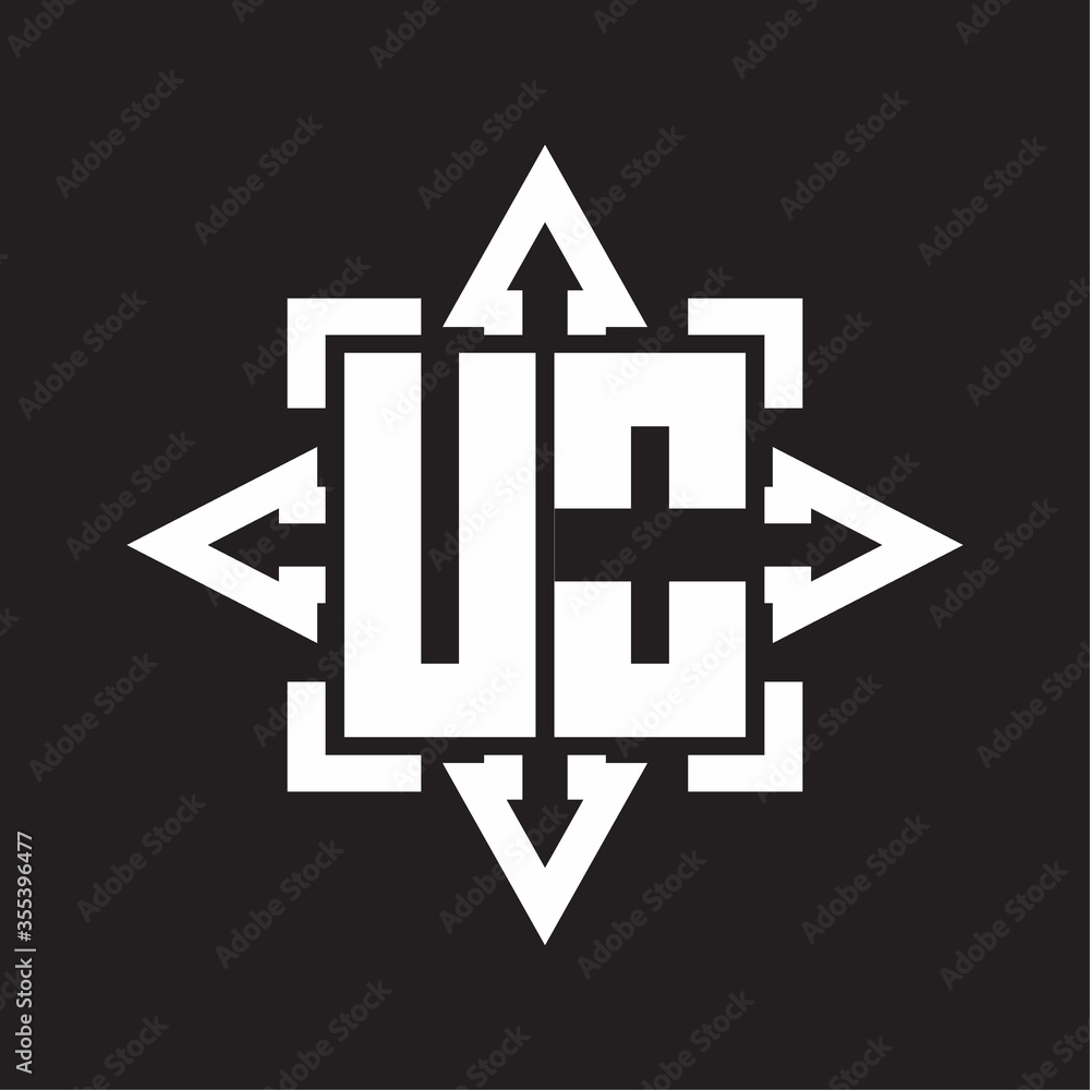 UO Logo monogram with rounded arrows shape design template UO Logo monogram with rounded arrows shape design template
