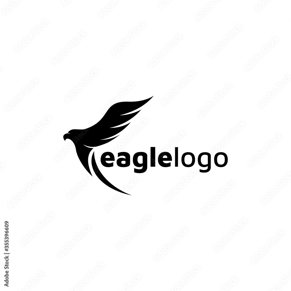Fototapeta premium Eagle logo design vector template negative space. creative wild bird falcon hawk logotype concept icon