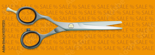 Scissors Percents Sale Text Orange Header