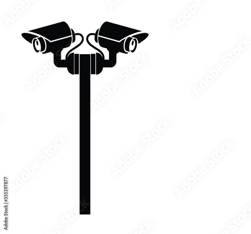 cctv black for isolated icons on white cctv in digital technology for safety Vector technology app symbol