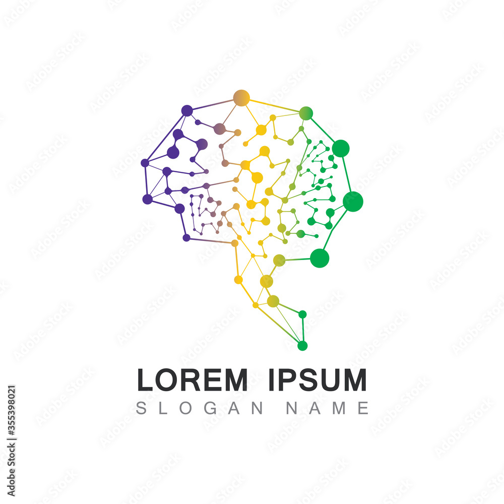 Naklejka premium Brain Tech Logo Design. Smart creative Brain template Design