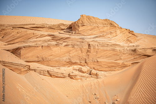 Desert Background Landscape, Desert and beautiful blue sky. Horizon of the desert. Endless desert plain
