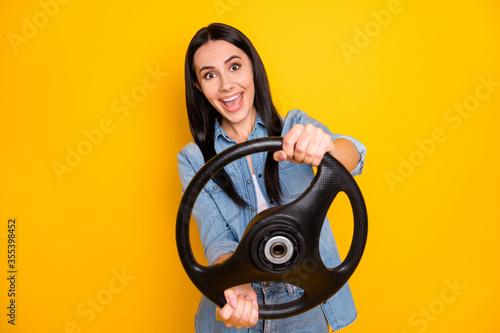 Foto Close-up portrait of her she nice attractive lovely cheerful cheery funky girl h