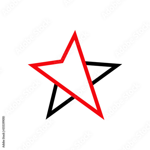 Icono plano lineal estrella como símbolo de posición en rojo y negro
