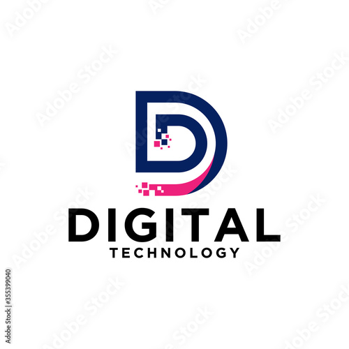 Digital technology logo icon vector. Letter D initial logo design.