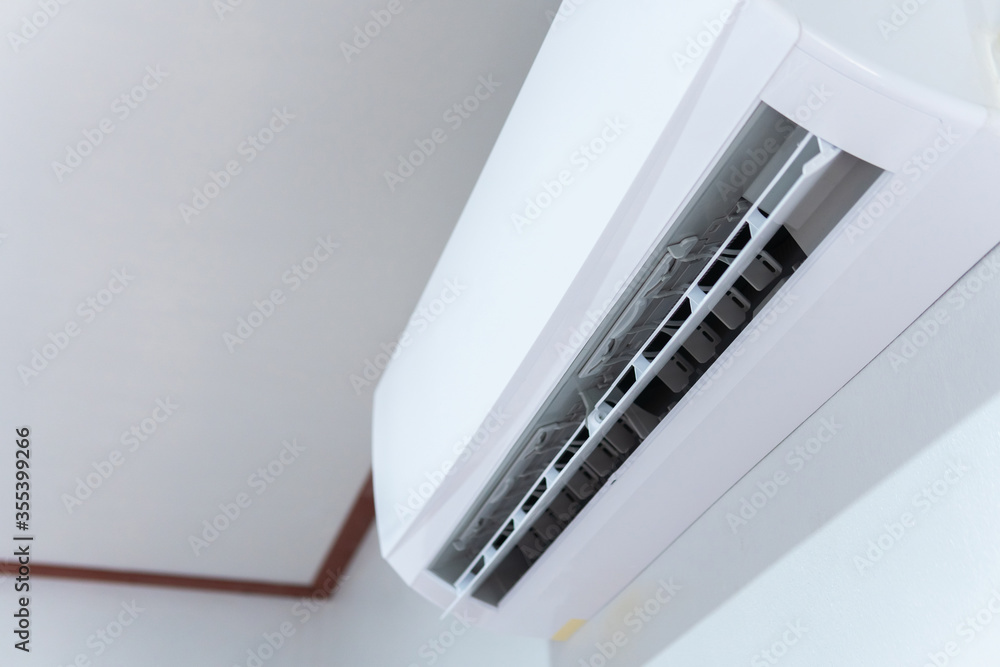 cool air conditioner system on white wall room cool air conditioner system on white wall room