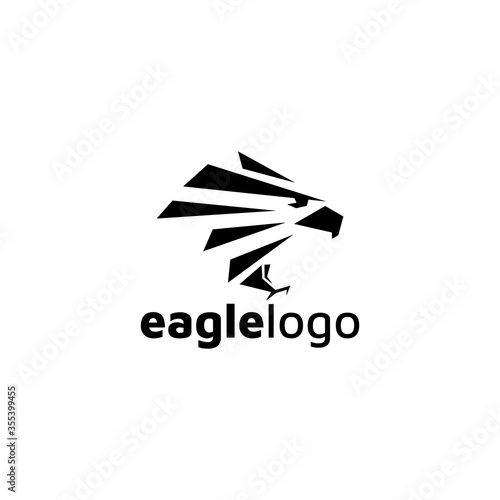 Eagle logo design vector template negative space. creative wild bird falcon hawk logotype concept icon