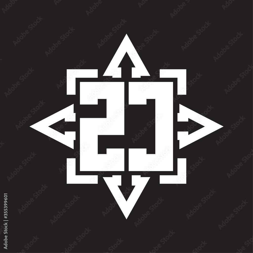 ZC Logo monogram with rounded arrows shape design template ZC Logo monogram with rounded arrows shape design template