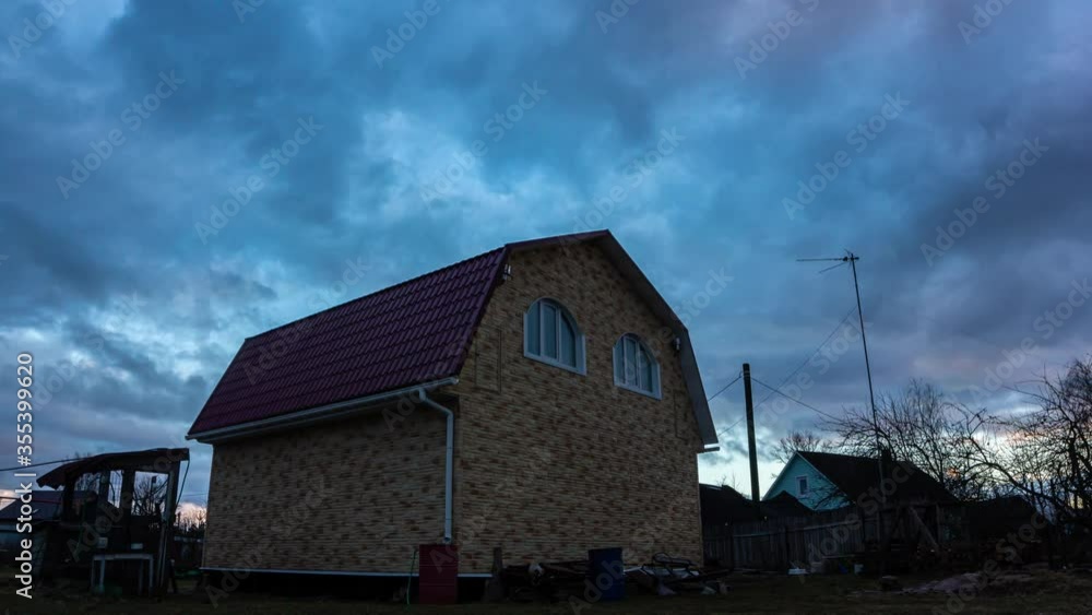 Timelapse shot of house. Timelapse of sunset. Timelapse shot of house. Timelapse of sunset.