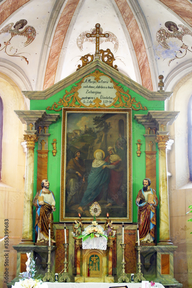 Main altar at Church of the Visitation of the Virgin Mary in Gornji Draganec, Croatia