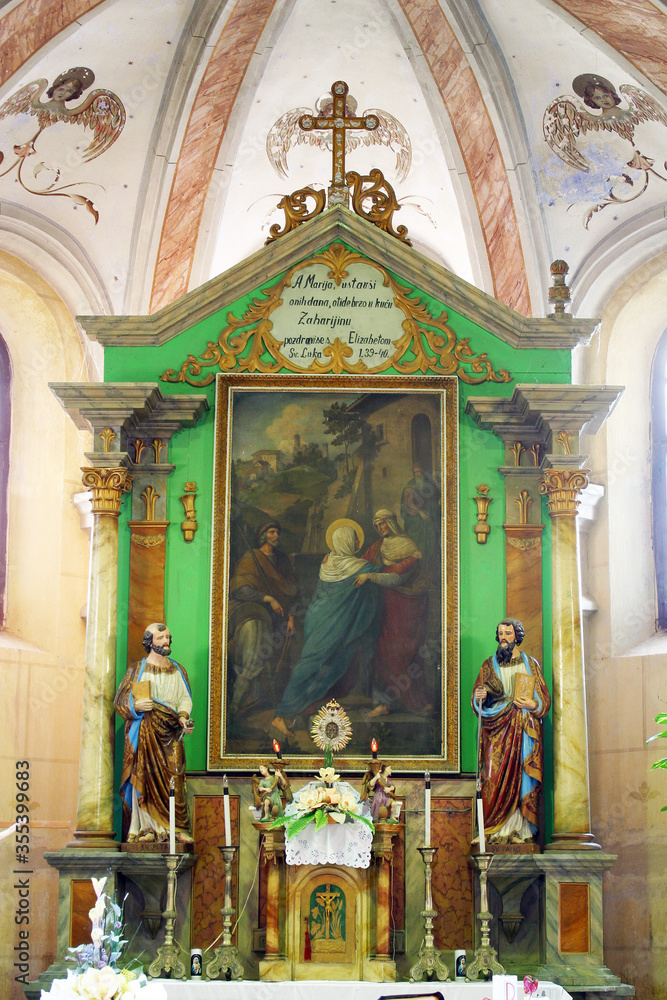 Obraz premium Main altar at Church of the Visitation of the Virgin Mary in Gornji Draganec, Croatia
