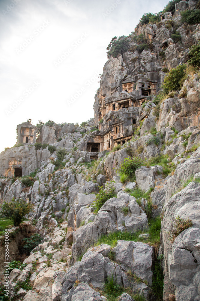 Lycian rock cut tombs in Myra in Turkey Lycian rock cut tombs in Myra in Turkey