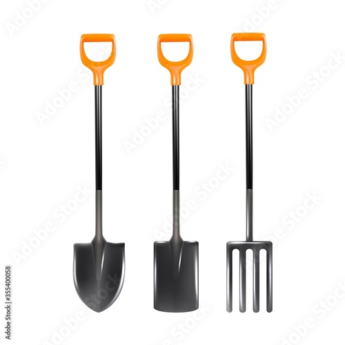 3d realistic collection of gardening tools for taking care about plants.