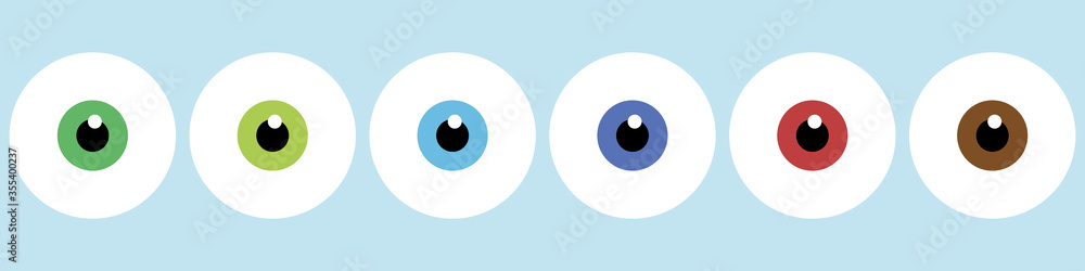 Set of cartoon eyes of different colors. Flat style. Vector illustration
Set of cartoon eyes of different colors. Flat style. Vector illustration