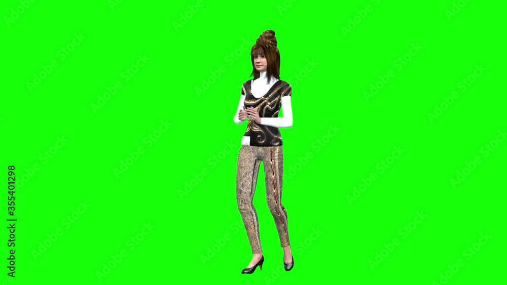 animation showing a young attractive avatar woman exercises while waiting patiently for her date. animation showing a young attractive avatar woman exercises while waiting patiently for her date.