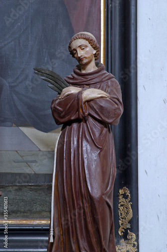 St. Francis of Assisi statue on the altar of St. Benedict in the Church of the Holy Three Kings in Stara Ploscica, Croatia