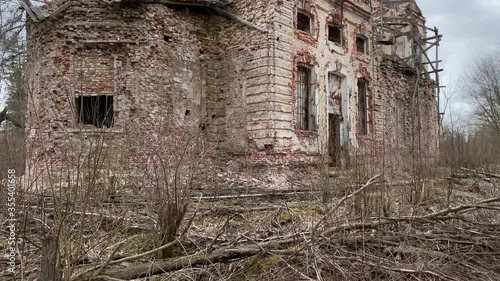 old destroyed Church of the Vladimir Icon of the Mother of God. Russia. Leningrad region. Gatchina district. Dylitsy village photo