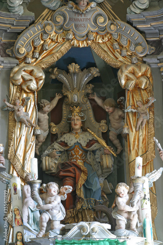 Main altar at St. Catherine of Alexandria Church in Samarica, Croatia