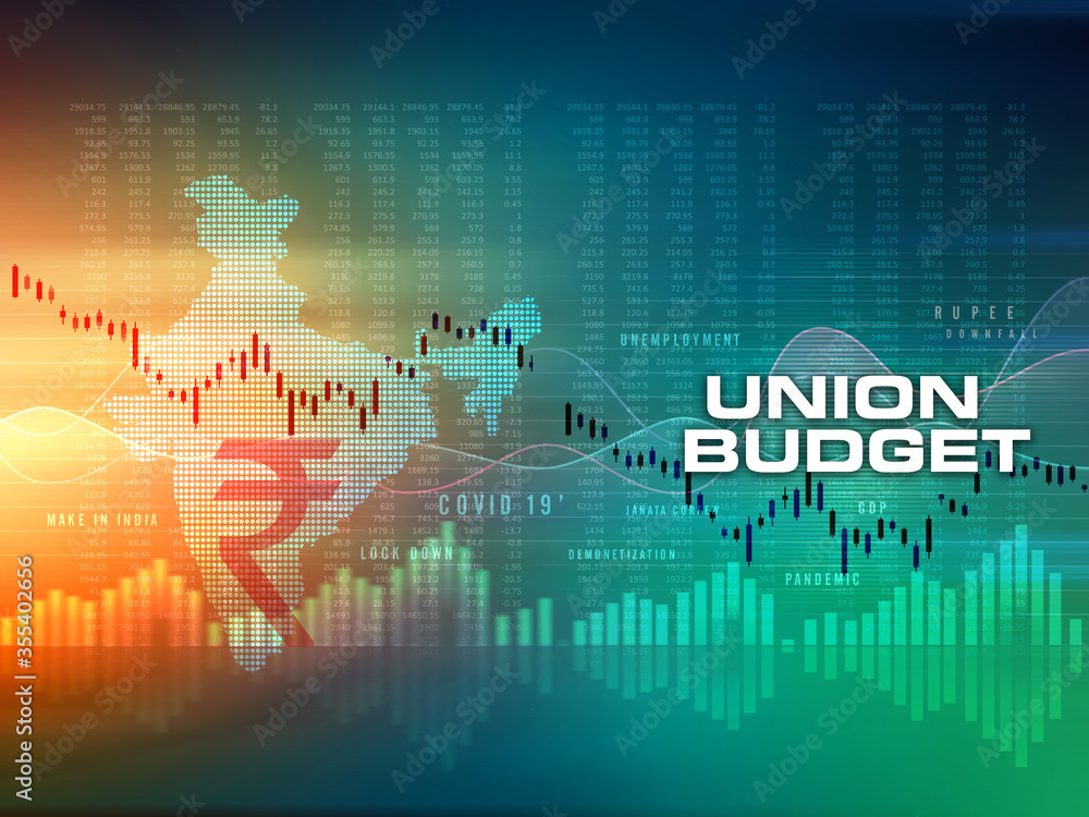 India Union Budget, Indian economy, finance background, rupee blue ...